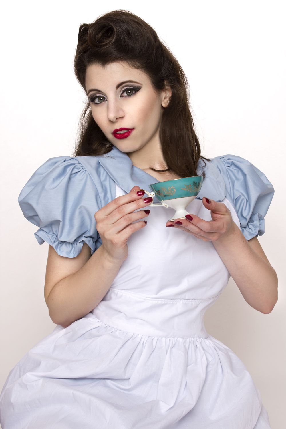Alice In Wonderland Halloween Costume Blue Dress White Apron Costume
