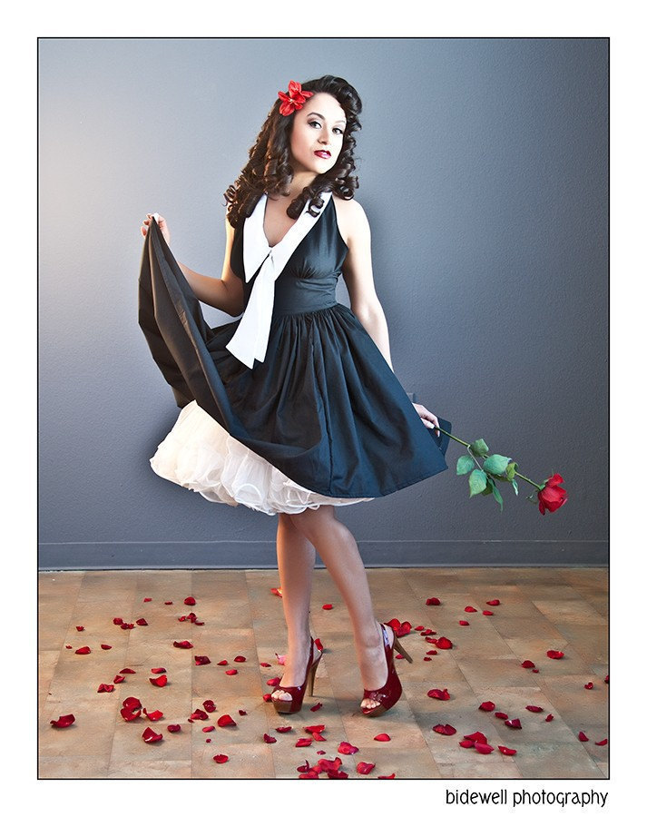 Pinup Dress Halter Swing Dress With Chelsea Collar Retro