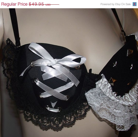 Clearance 50 Off Gothic Punk Rave Bra Lolita Black Top Underwire