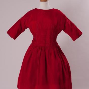 Vintage 50 S Red Taffeta Dress Retro Pinup Pin Up Rockabilly